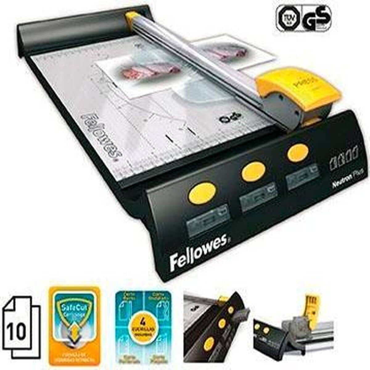 Cizalla de Rodillo Fellowes Neutron Plus Negro Gris A4