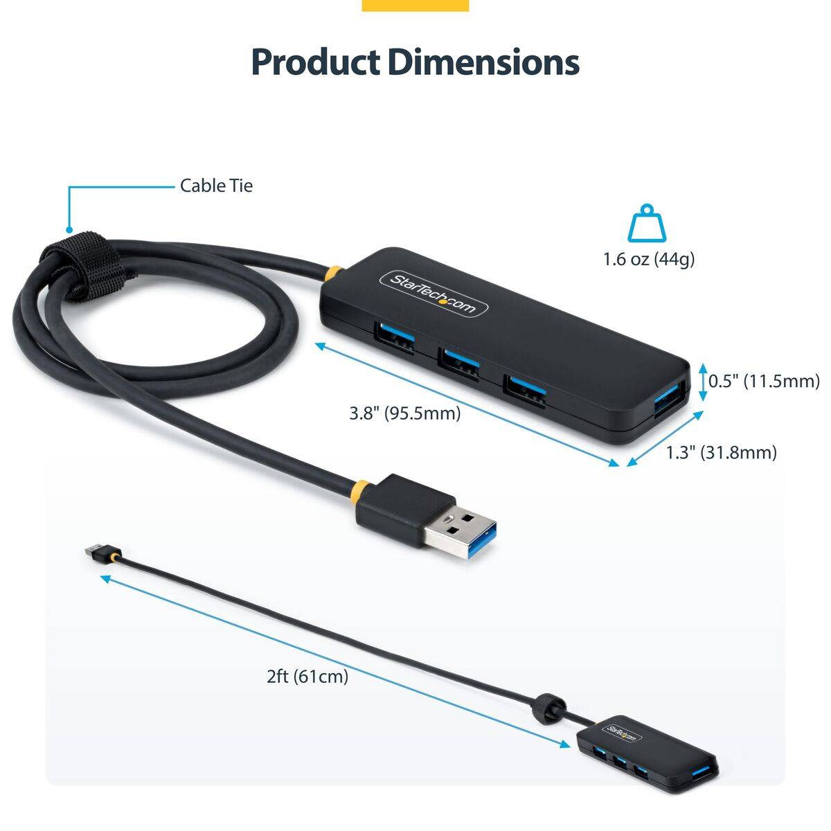 Hub USB Startech H5A4A-USB-HUB-2 Negro