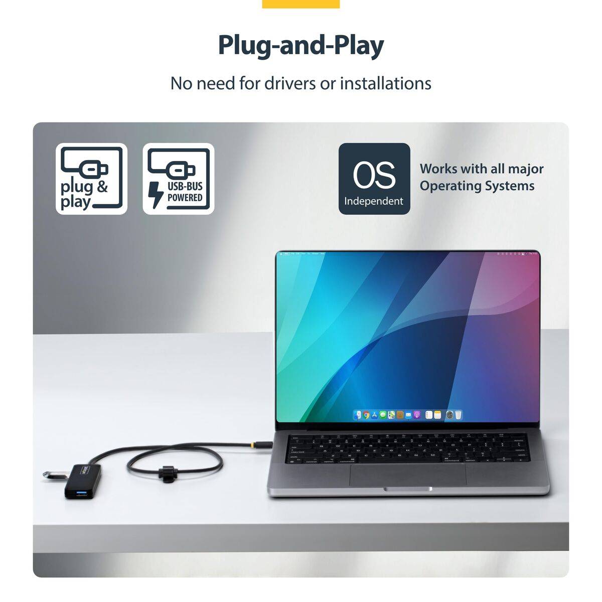 Hub USB Startech H5C4A-USB-HUB-2 Negro