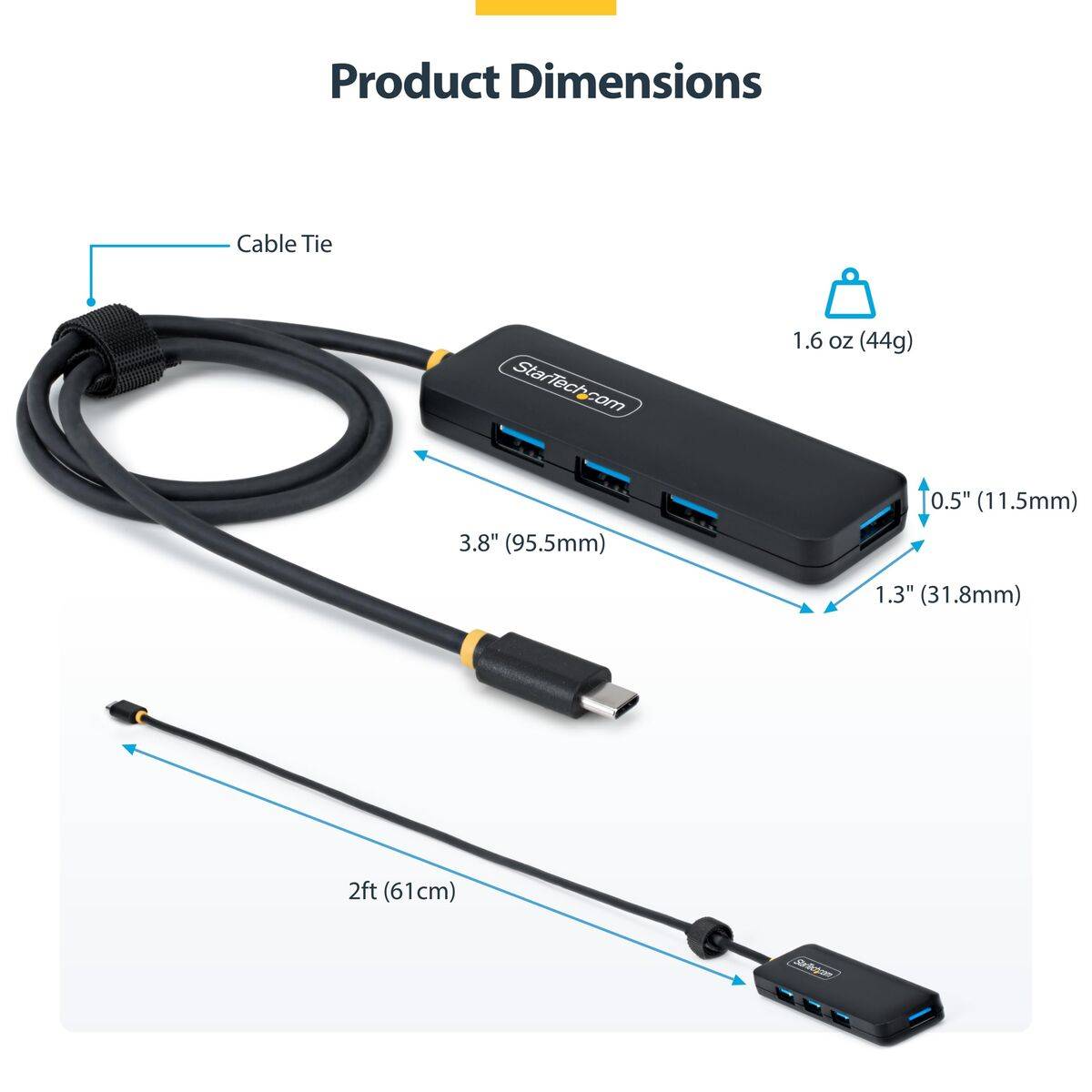 Hub USB Startech H5C4A-USB-HUB-2 Negro