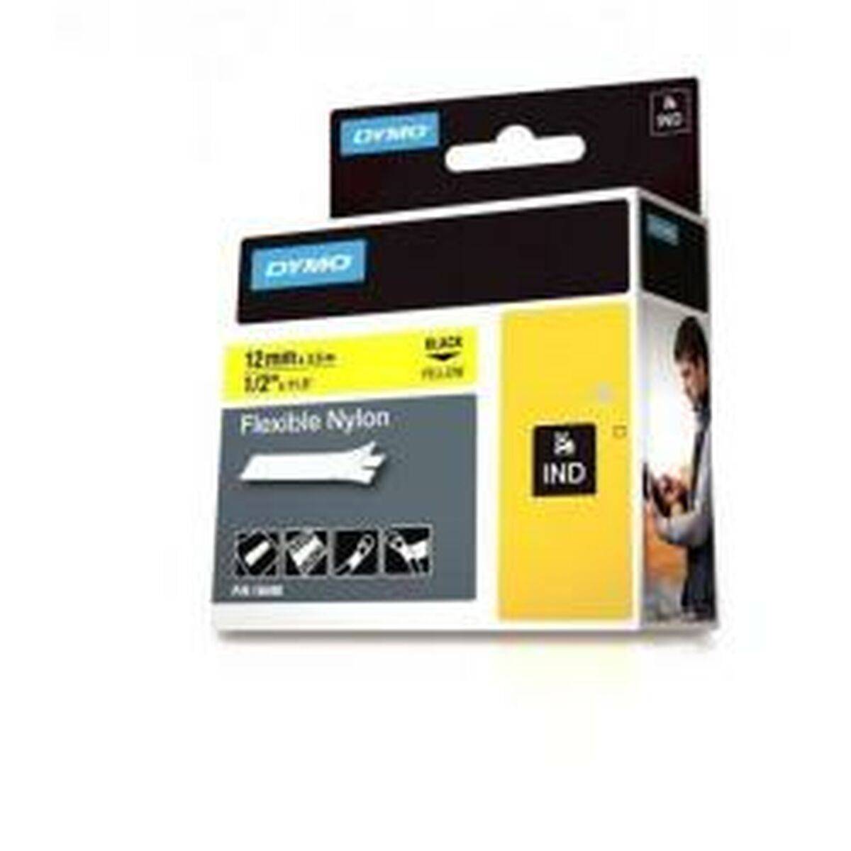 Cinta Laminada Dymo Nylon Flexible IND Multicolor Negro/Amarillo