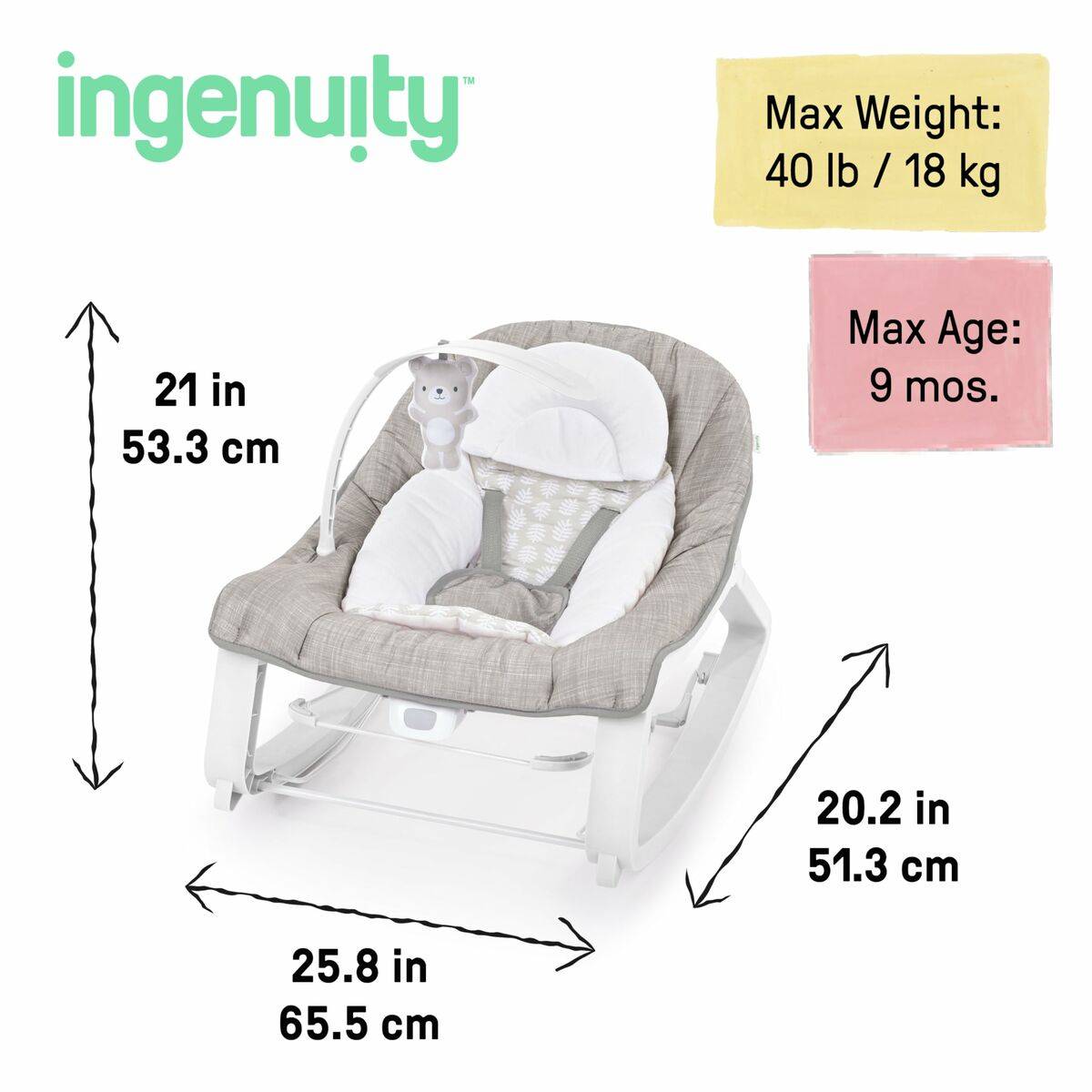 Hamaca para Bebé Ingenuity Blanco Gris