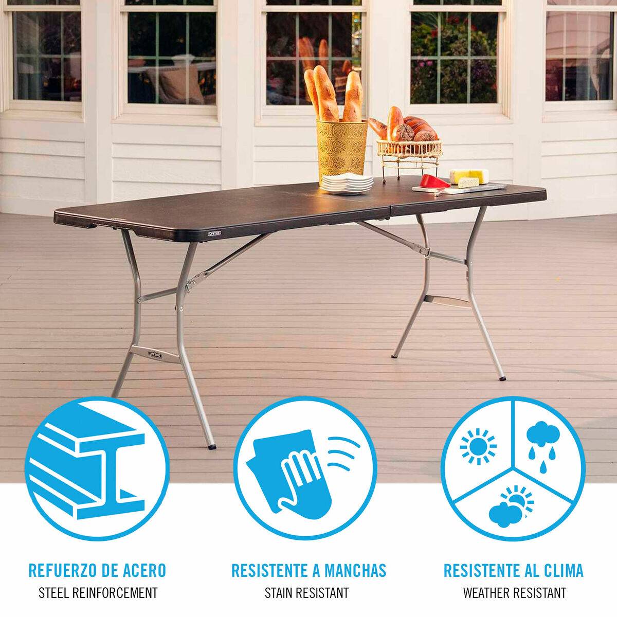 Mesa Plegable Lifetime Negro 183 x 73 x 76 cm
