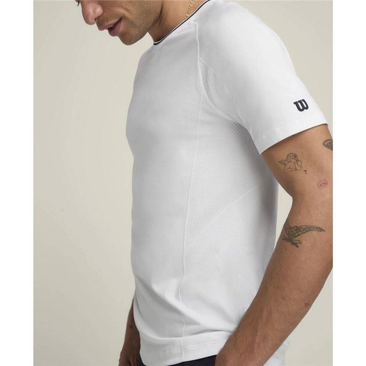 Camiseta de Manga Corta Hombre Wilson Wilson Team Seamless Crew Blanco Pádel