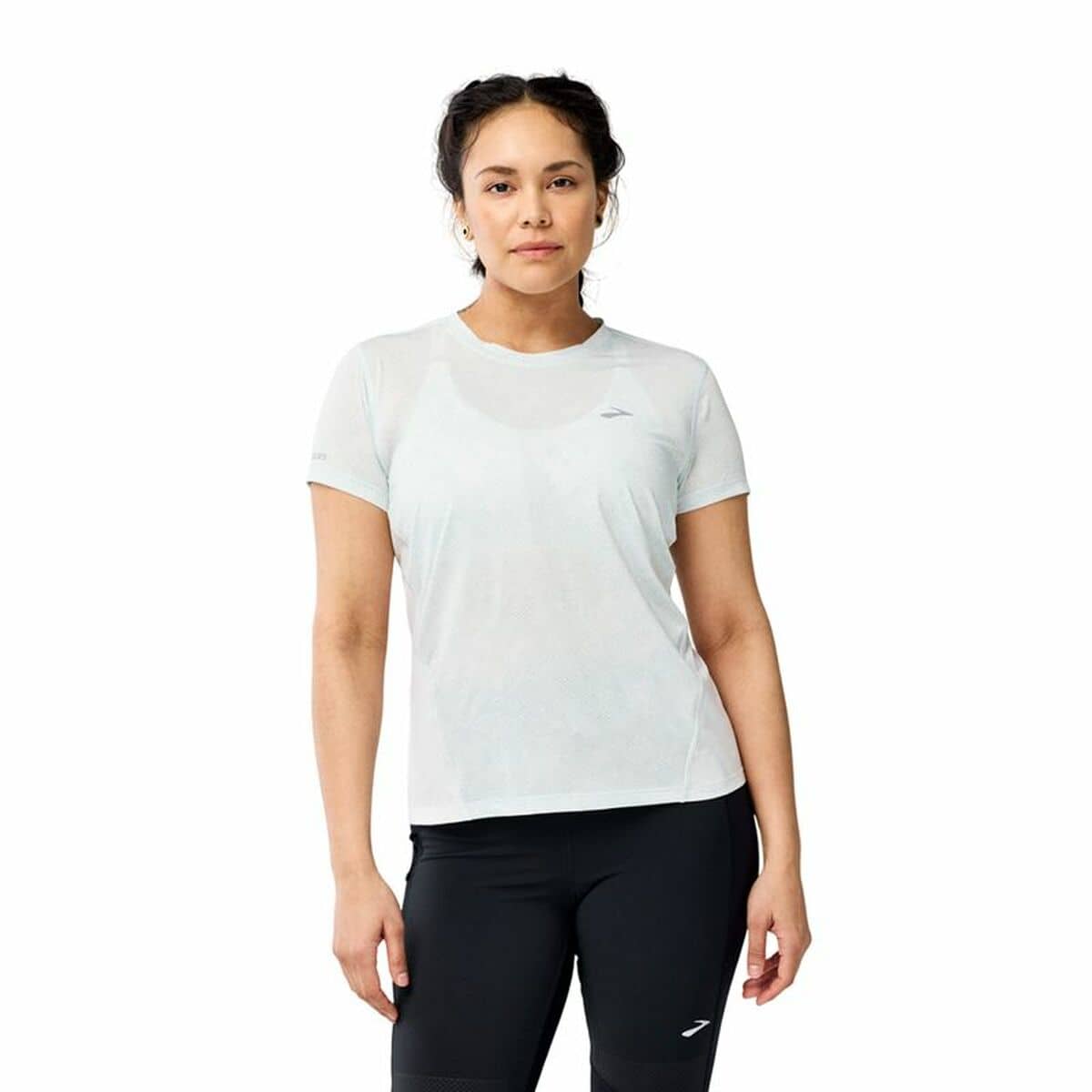 Camiseta de Manga Corta Hombre Brooks Sprint Free Sleeve Blanco Azul claro