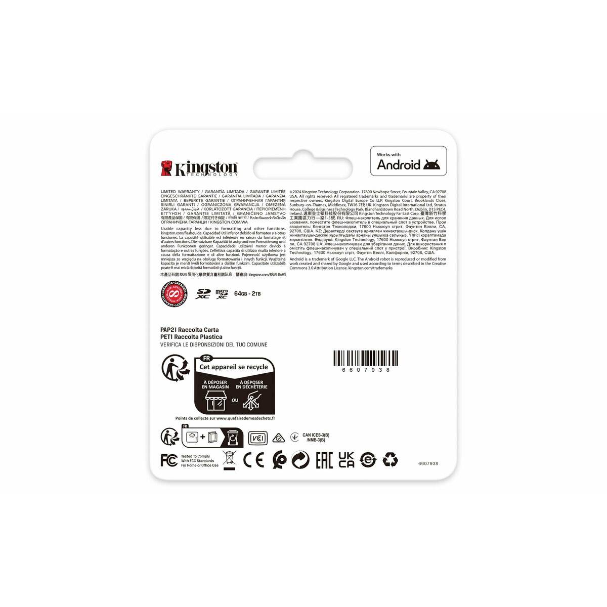 Tarjeta de Memoria Micro SD con Adaptador Kingston SDG4/512GB 512 GB