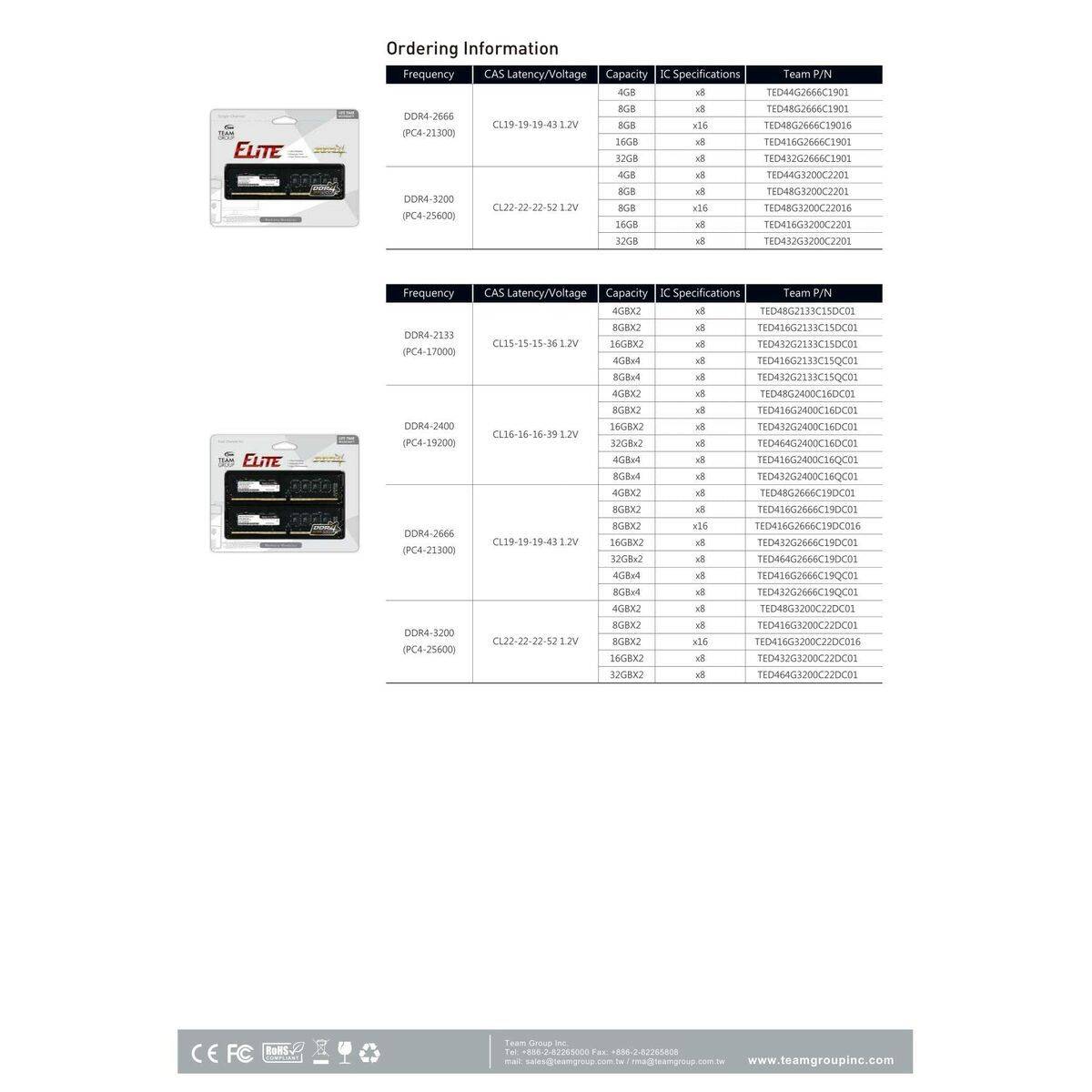 Memoria RAM Team Group TED416G3200C2201 16 GB DDR4 3200 MHz CL22