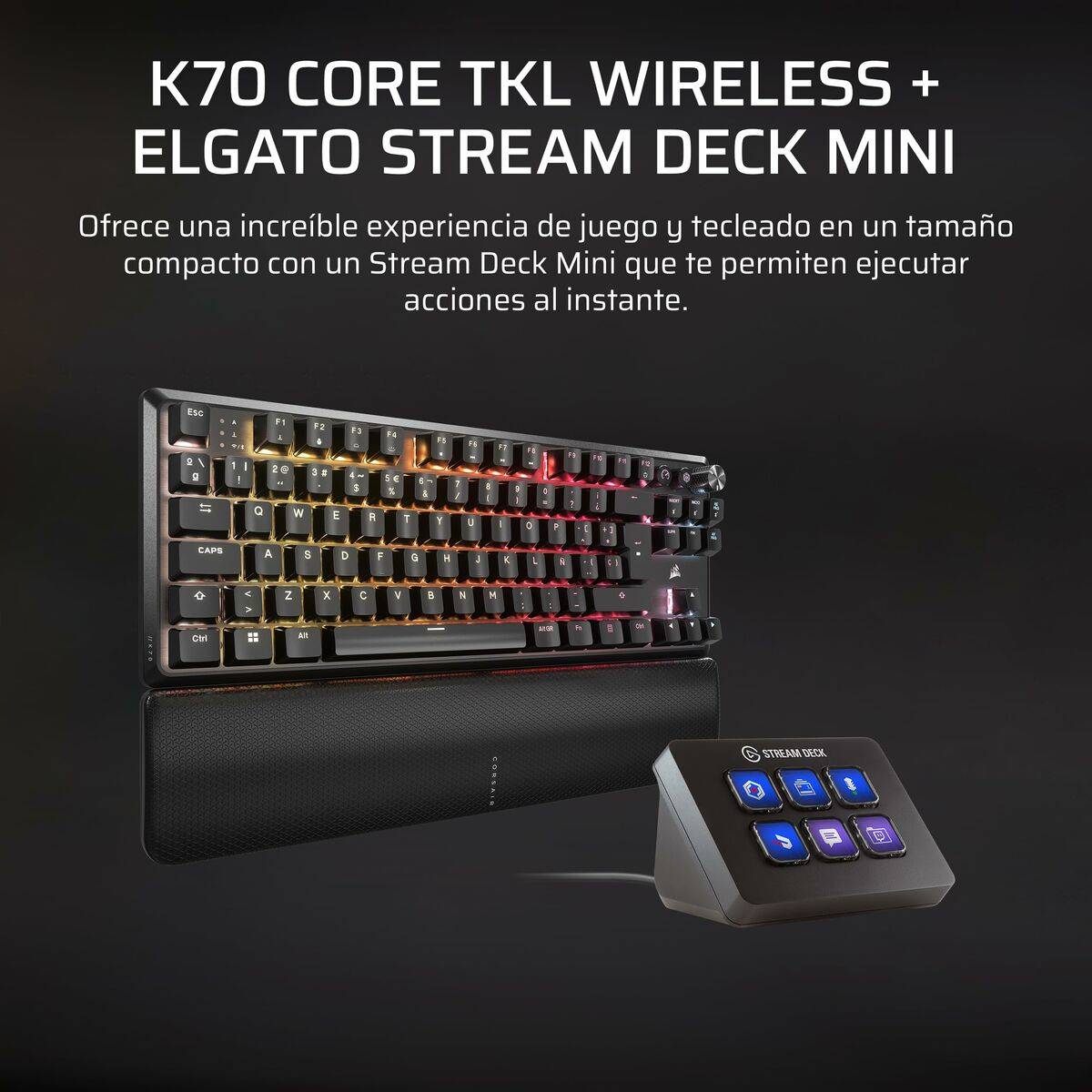 Teclado Inalámbrico Corsair CH-914901E-ES Negro Qwerty Español