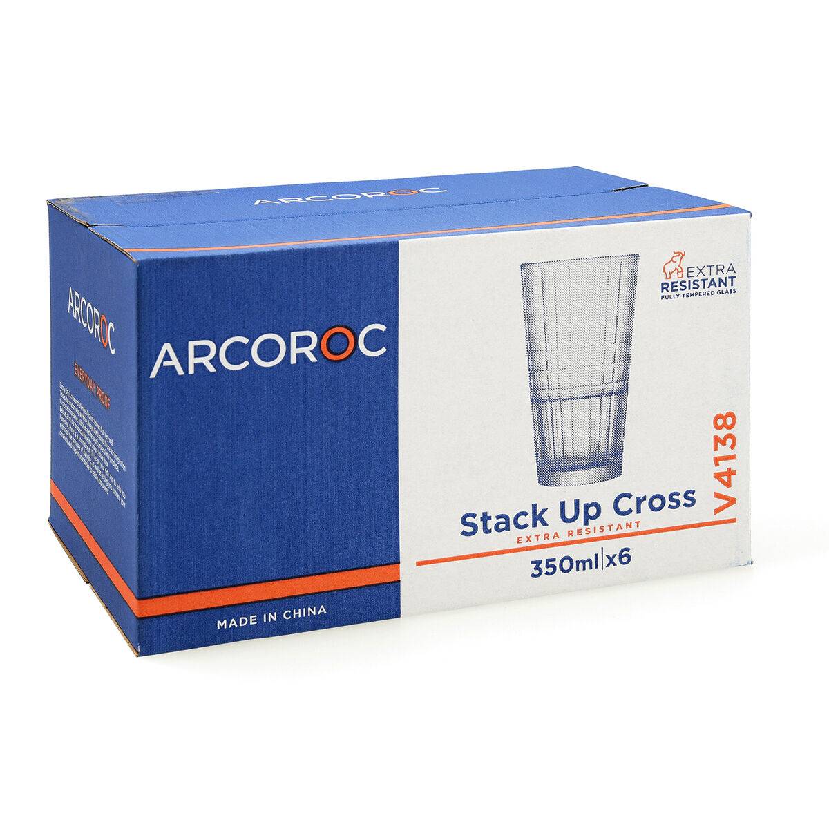 Vaso Arcoroc Stack'up Cross Transparente Vidrio 350 ml (6 Unidades)