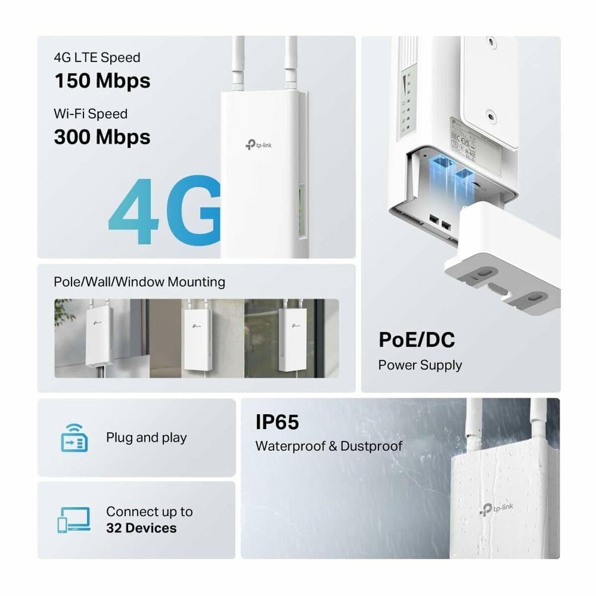Router TP-Link TL-MR100-OUTDOOR Blanco RJ45 Ethernet LAN PoE x 1