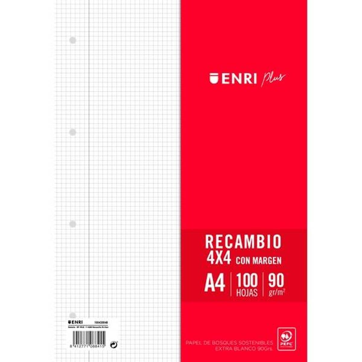 Hojas de repuesto ENRI Blanco A4 100 Hojas (24 Unidades)