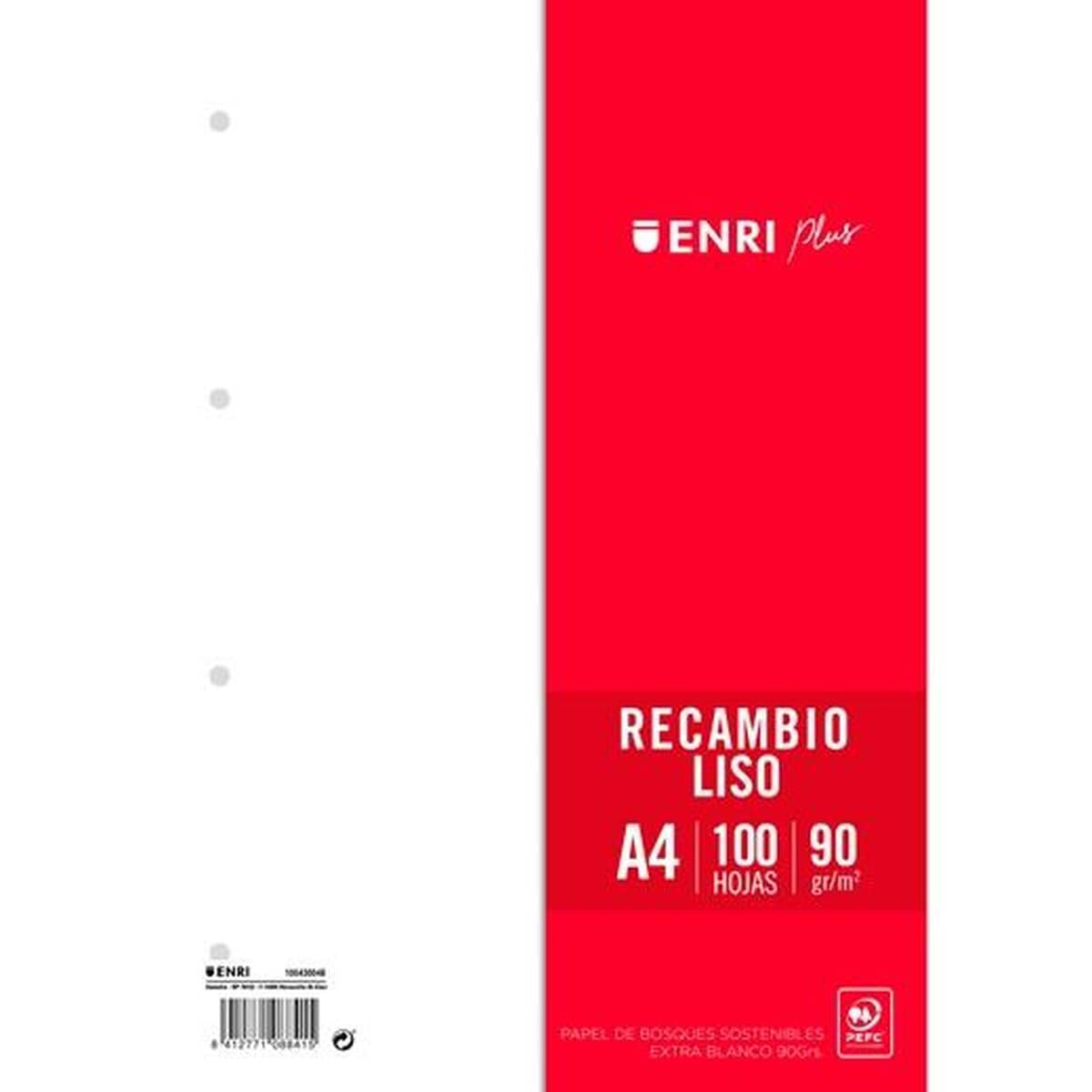 Hojas de repuesto ENRI Blanco A4 100 Hojas (24 Unidades)