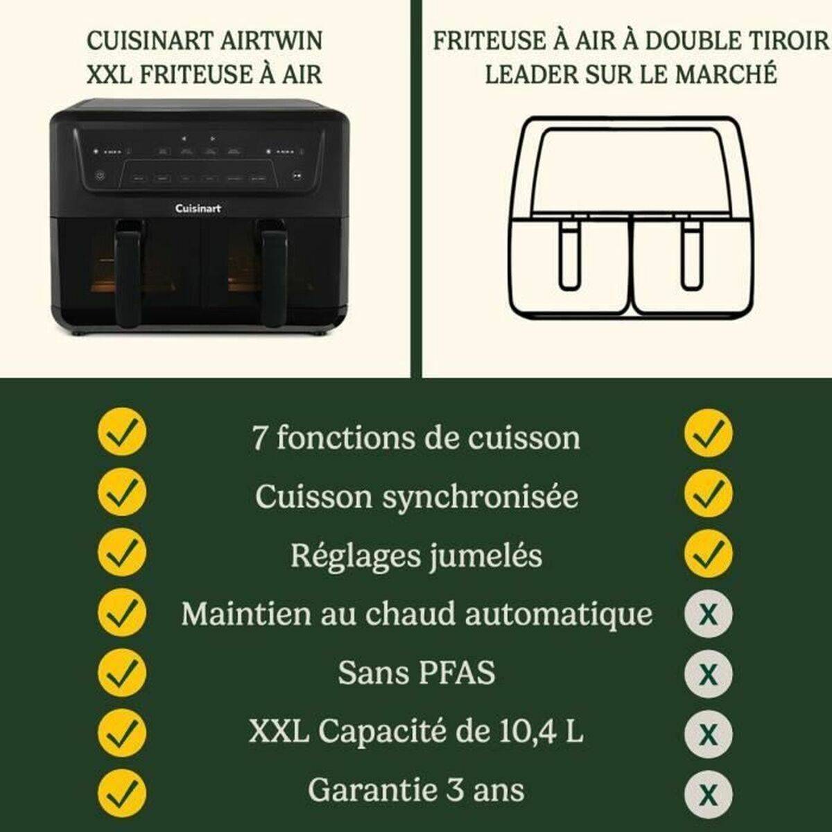Freidora de Aire Cuisinart AFD10XBLE Negro 2400 W 10,4 L