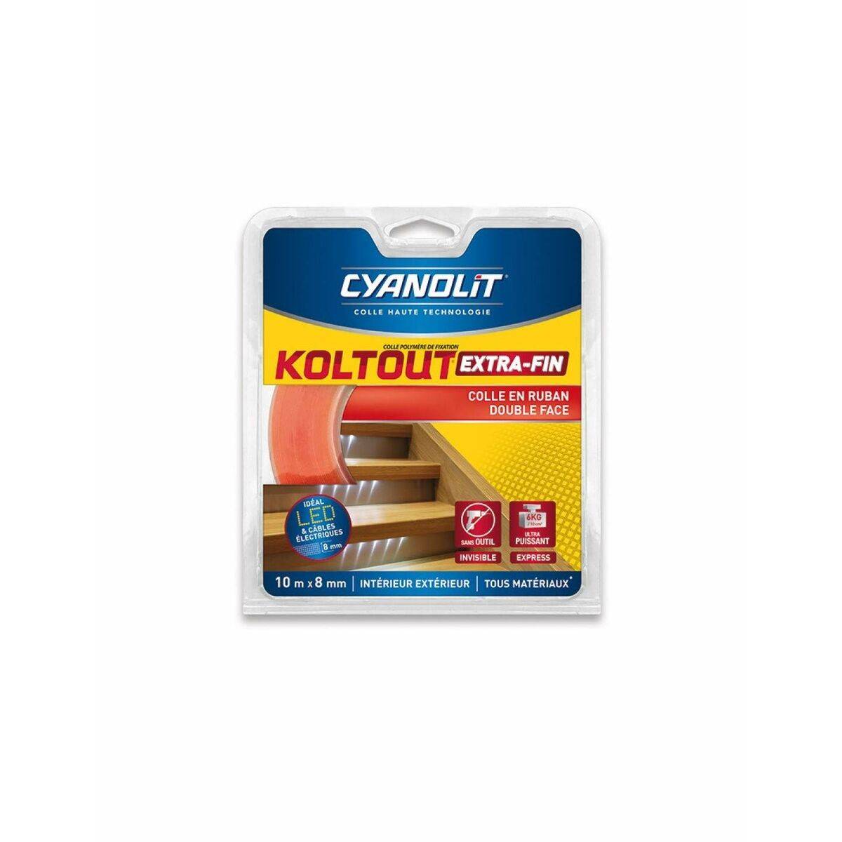 Cinta de Doble Cara Cyanolit 10 m 8 mm