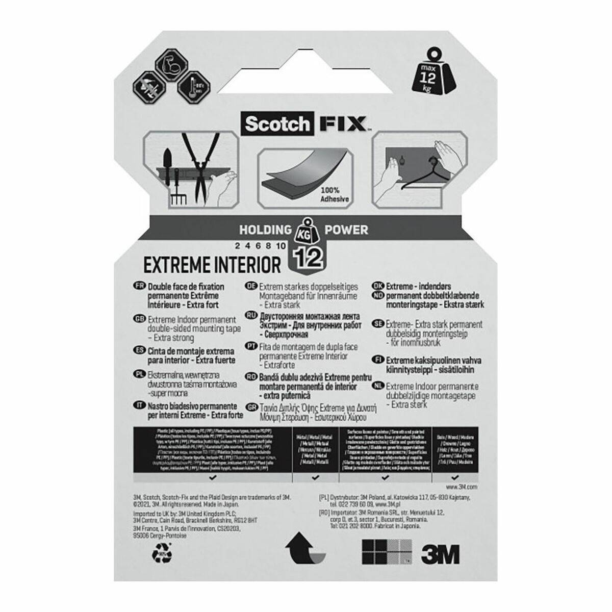 Cinta de Doble Cara Scotch extreme 19 mm x 1,8 m Blanco