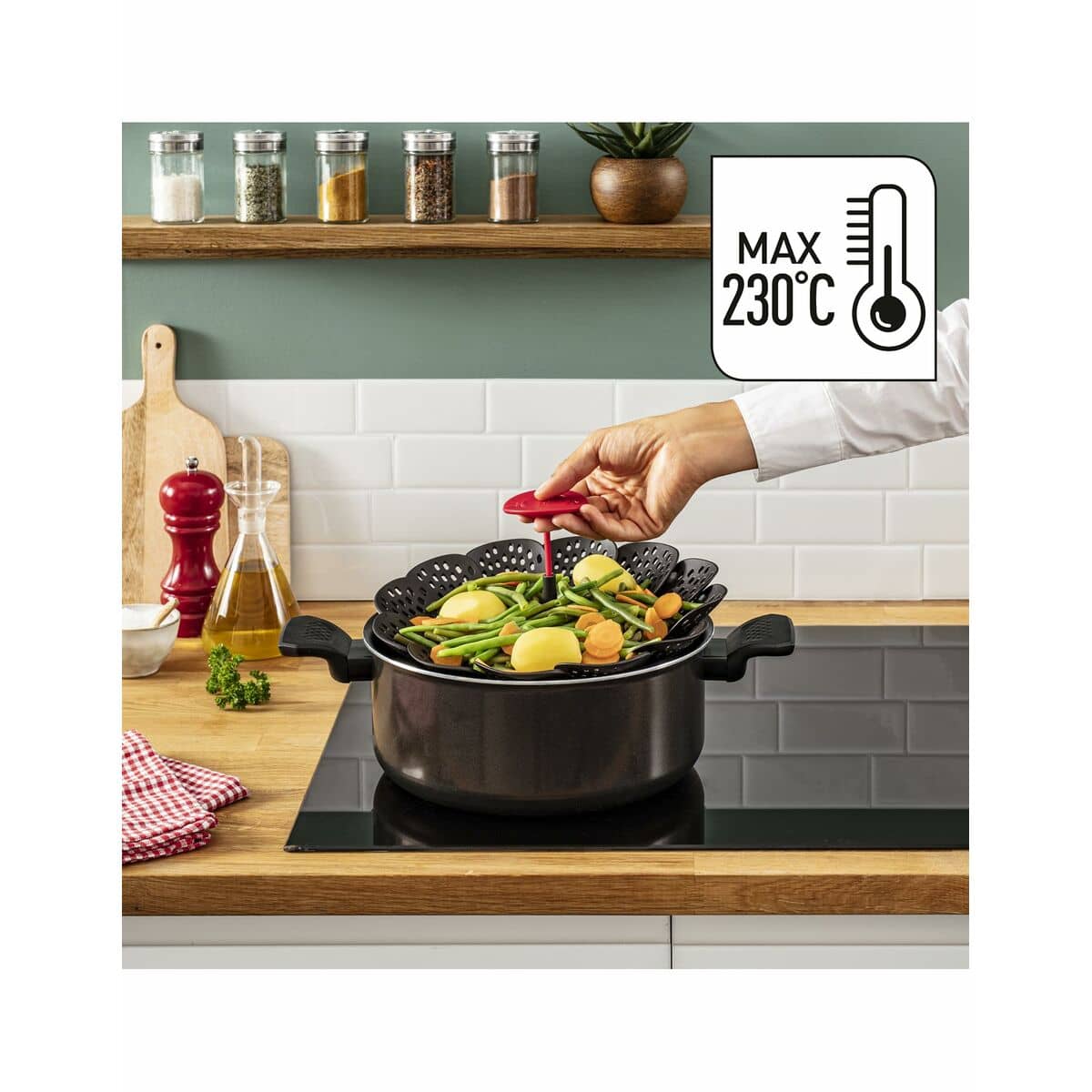 Cesta Vaporera Plegable para Verduras Tefal K2071614 Plástico