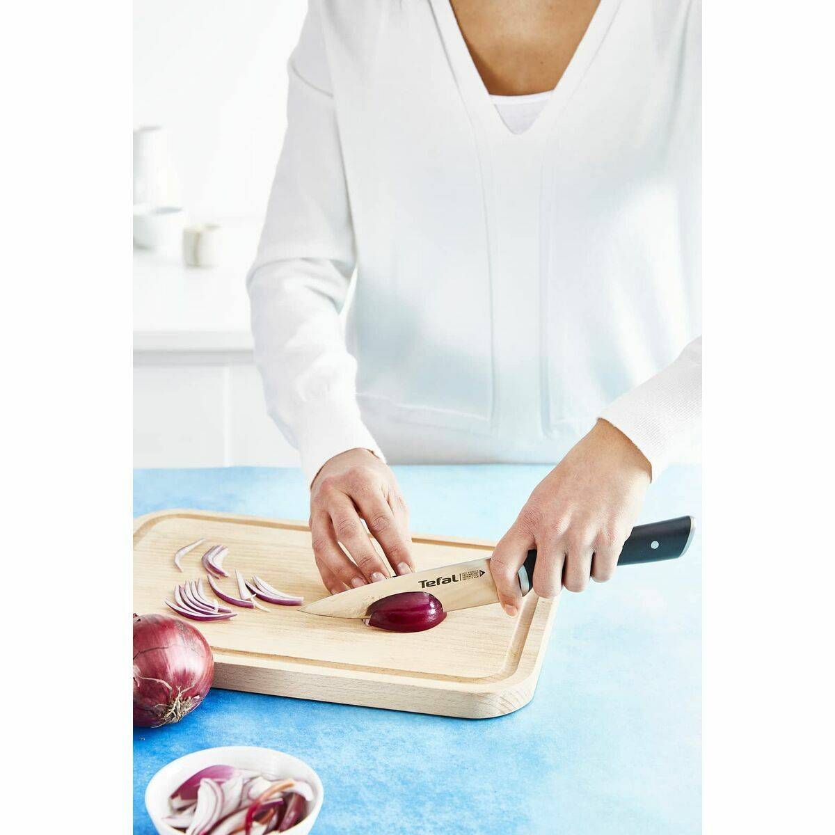 Cuchillo de Cocina Tefal K23203 Negro 7" Acero Inoxidable Plástico 15 cm
