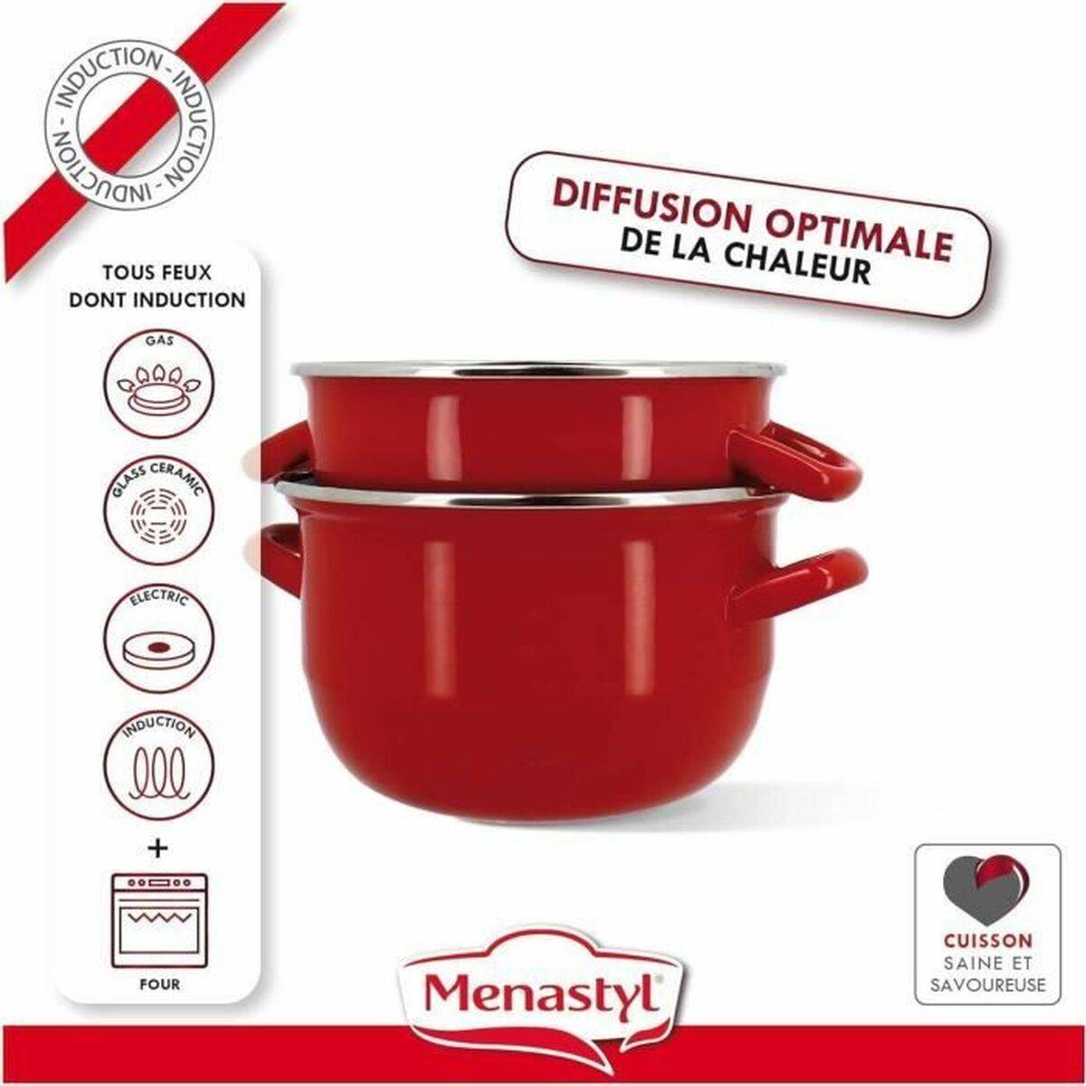 Olla Menastyl Negro Acero esmaltado vitrificado