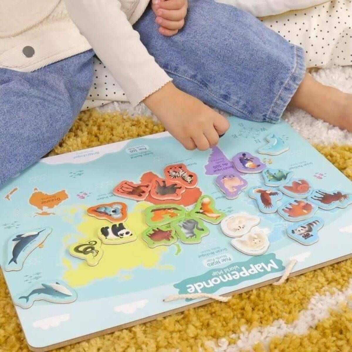 Juego Educativo 40 x 30 cm Multicolor Mapamundi