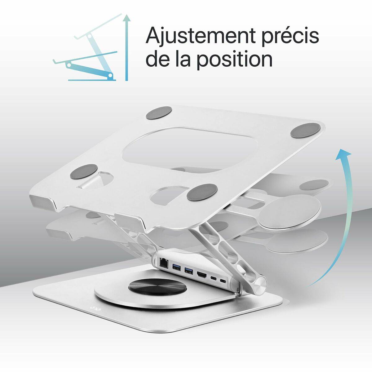 Soporte para Portátil T'NB iClick Metal Moderno Rotación de 360º
