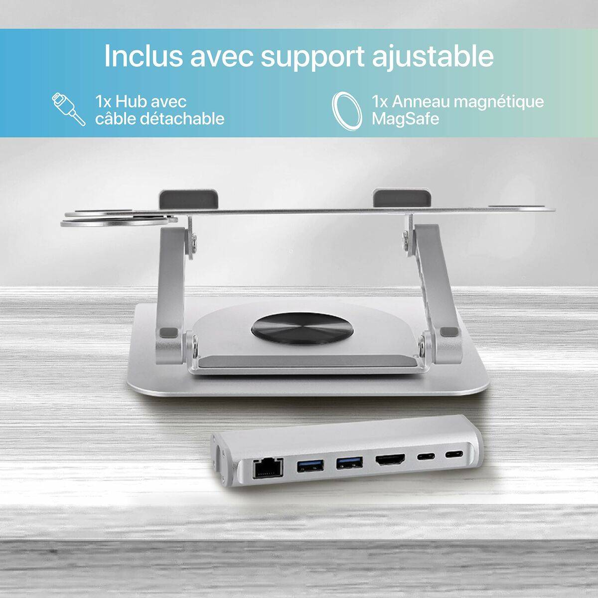 Soporte para Portátil T'NB iClick Metal Moderno Rotación de 360º