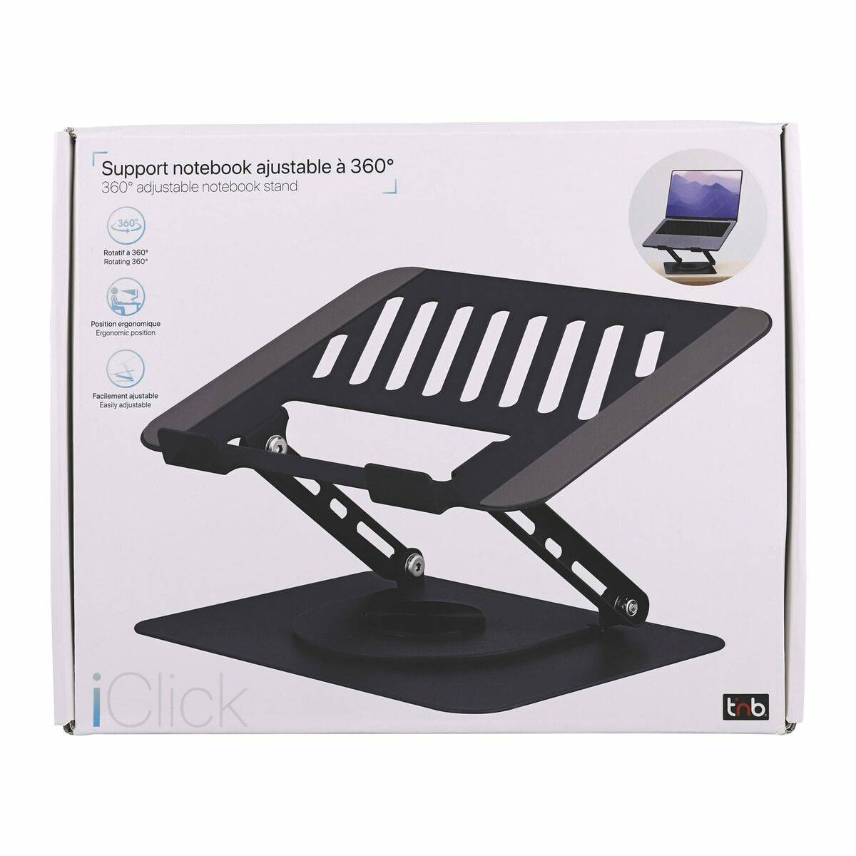 Soporte para Portátil T'NB iClick Metal Innovador y funcional Rotación de 360º