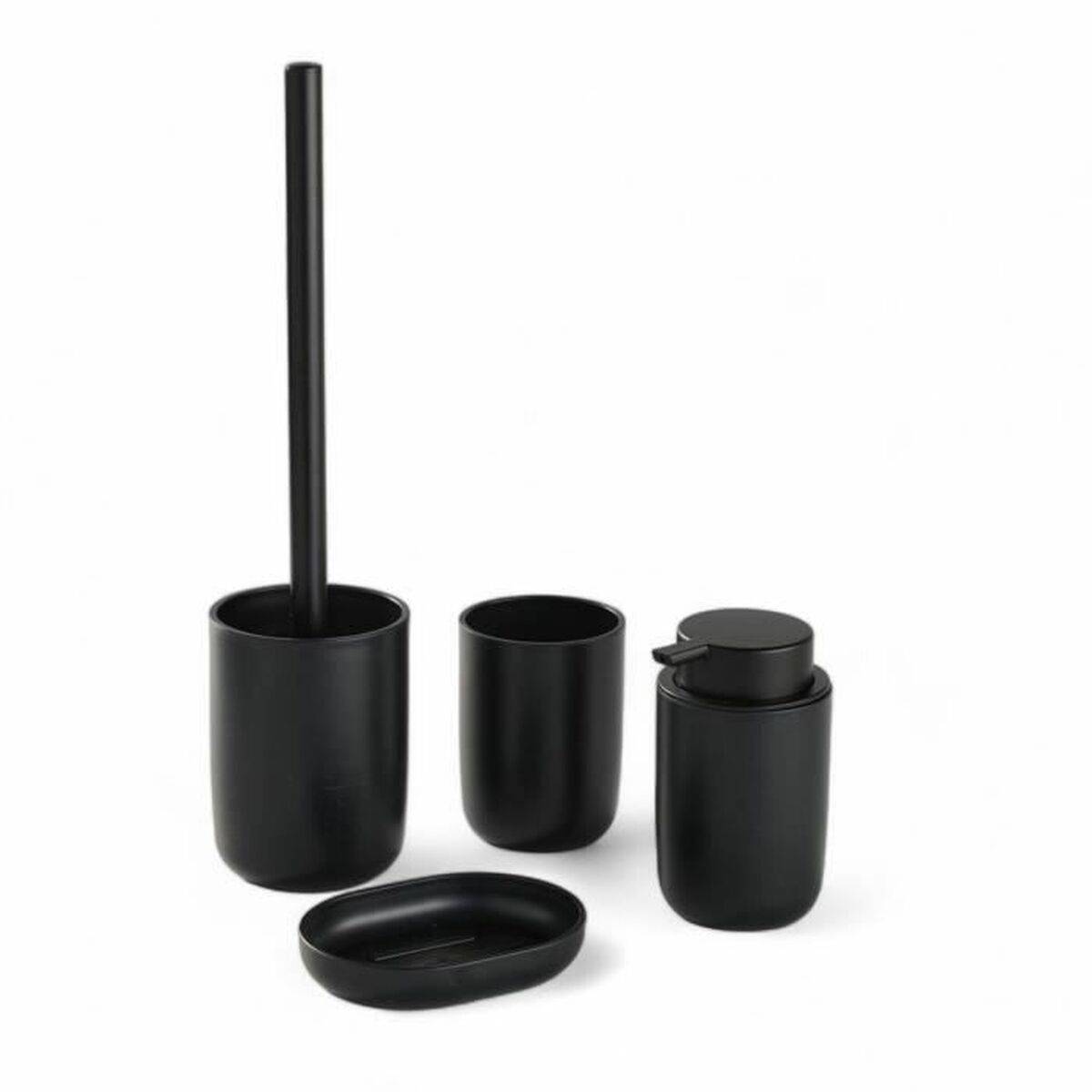 Set de Baño TODAY HOY Negro Plástico Moderno 4 Piezas (4 Unidades)