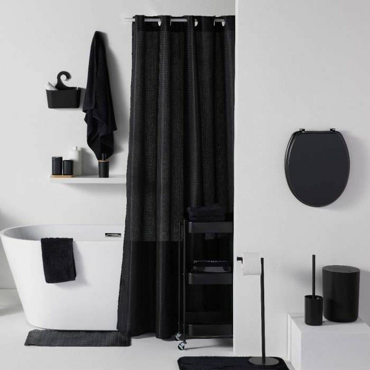 Set de Baño TODAY HOY Negro Plástico Moderno (5 Unidades)