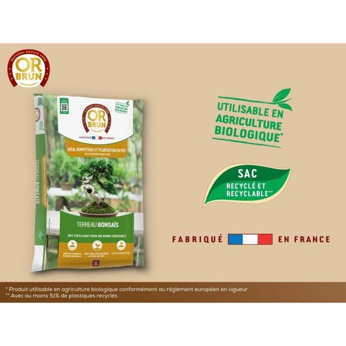 Tierra para macetas OR BRUN BROWN GOLD 6 L