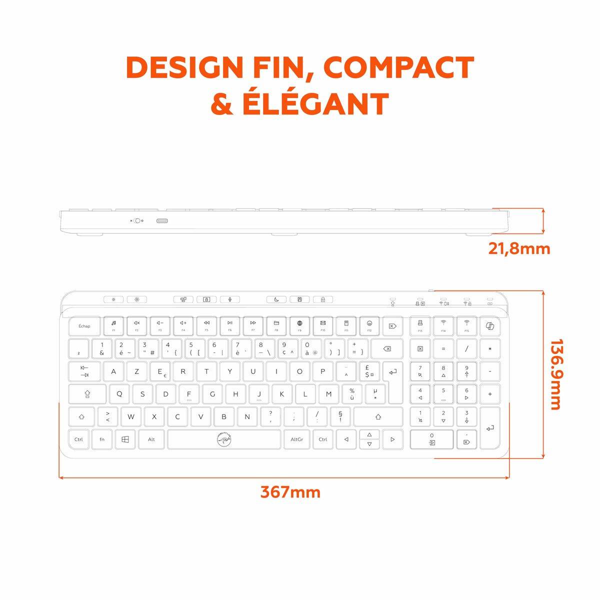 Teclado Mobility Lab KP450W Compact Negro Gris