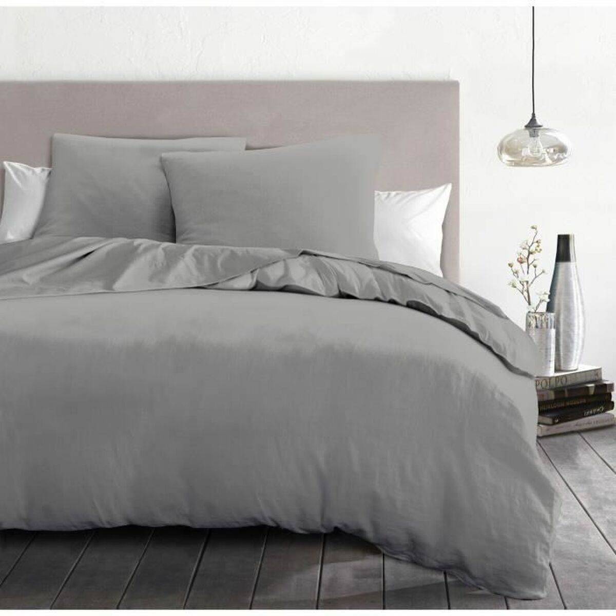 Juego de funda nórdica HOME LINGE PASSION Gris claro Cama de 200 3 Piezas