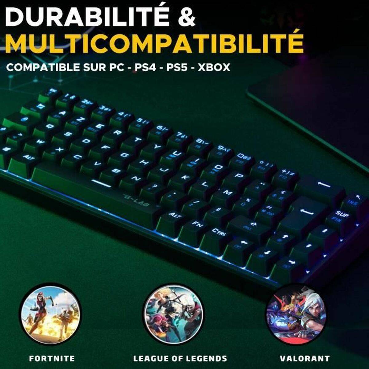 Teclado Gaming The G-Lab KEYZ TITAN Negro AZERTY