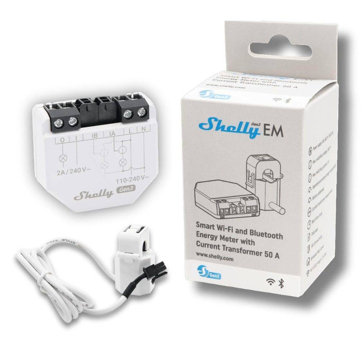 Módulo switch Wi-Fi Shelly EM GEN3 + 50 A CT