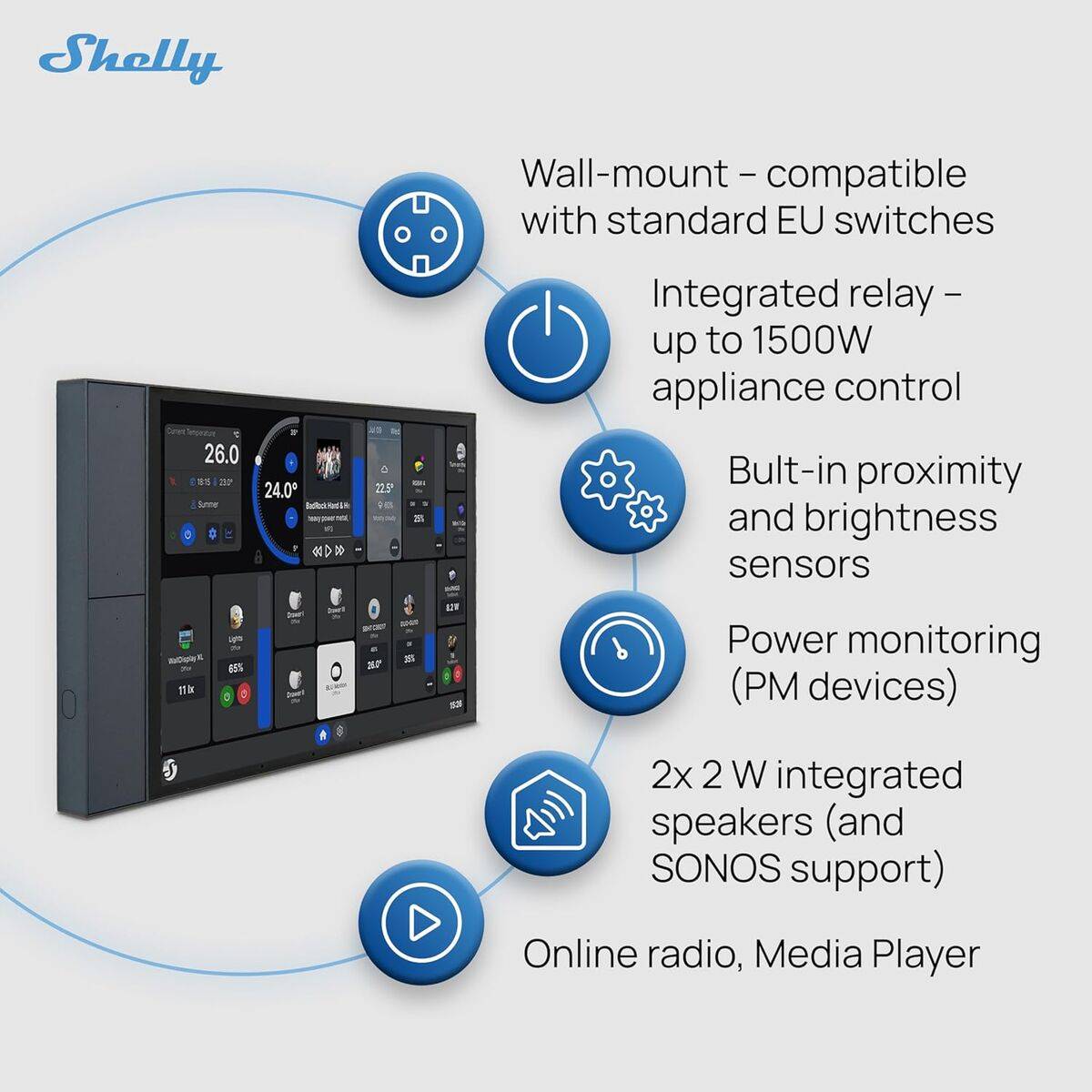 Shelly panel de control XL, plata