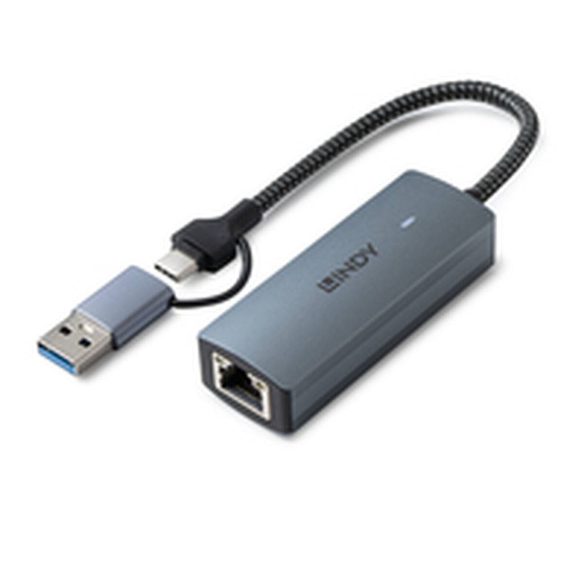 Cable USB LINDY USB 3.2 TO 5G ETHERNET CONVERTER Gris 15 cm