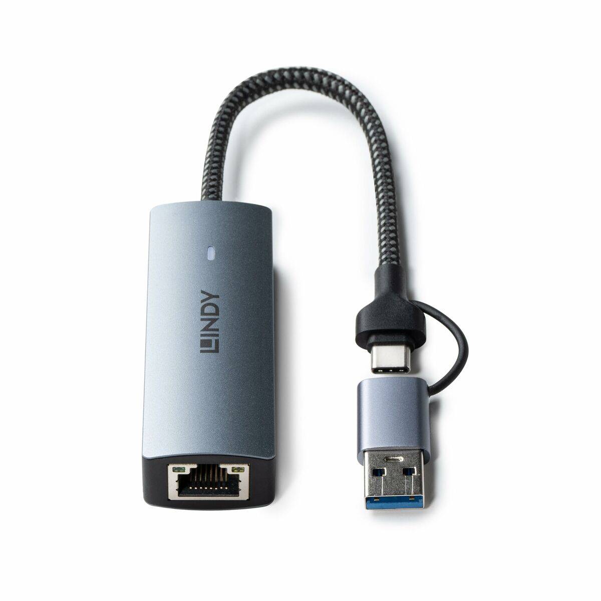 Cable USB LINDY USB 3.2 TO 5G ETHERNET CONVERTER Gris 15 cm