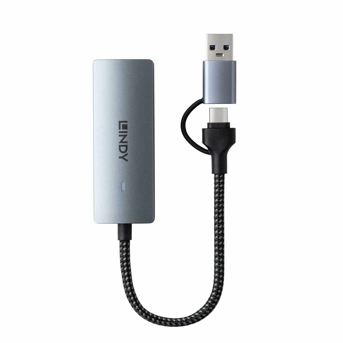 Cable USB LINDY USB 3.2 TO 5G ETHERNET CONVERTER Gris 15 cm