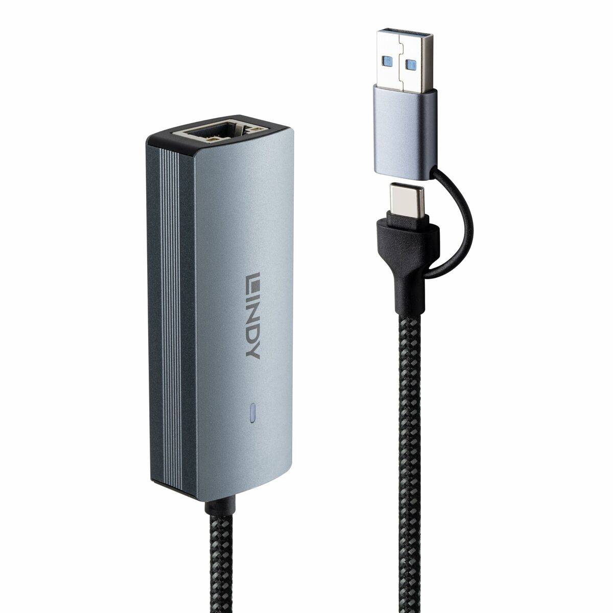 Cable USB LINDY USB 3.2 TO 5G ETHERNET CONVERTER Gris 15 cm