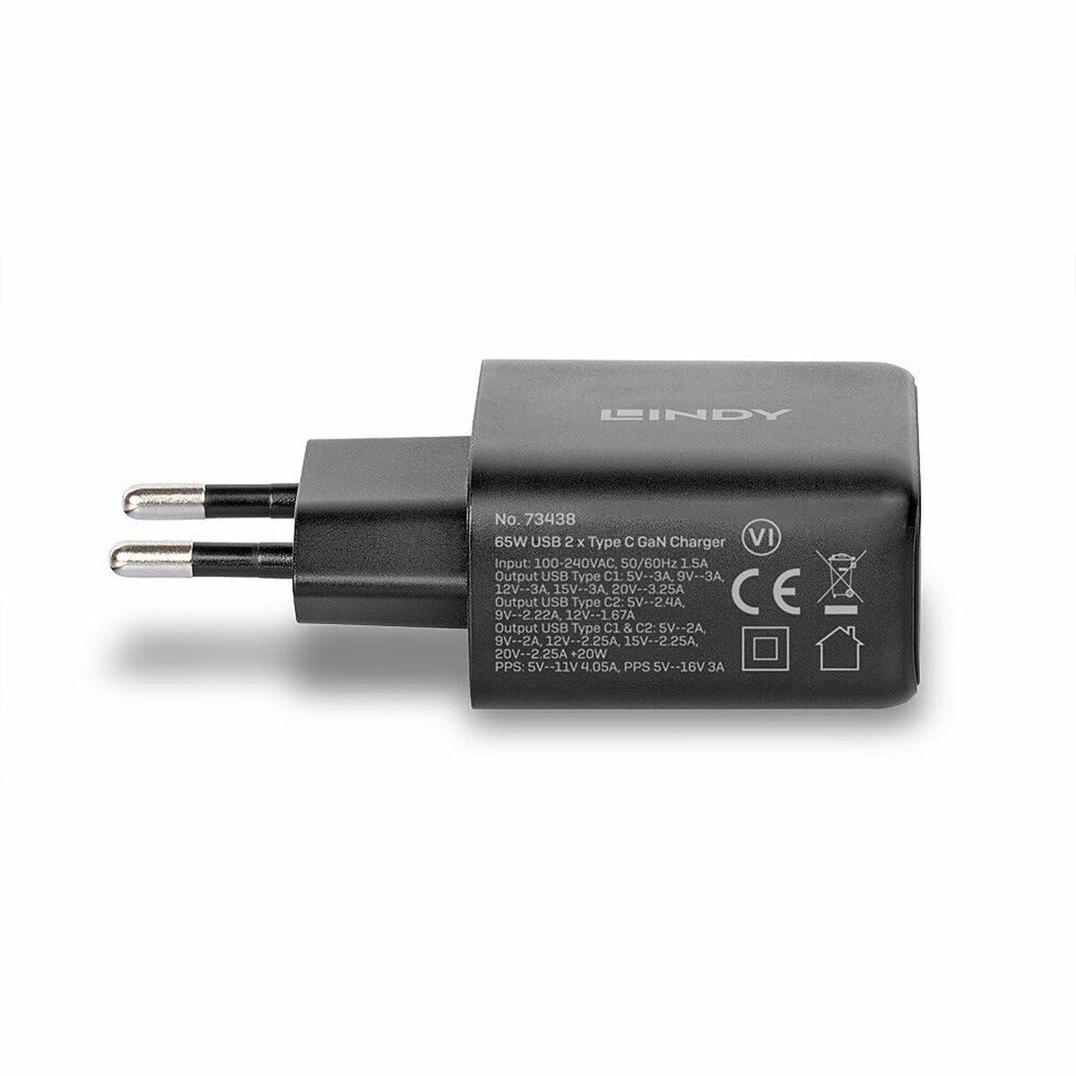 Cargador de Pared LINDY Negro 65 W