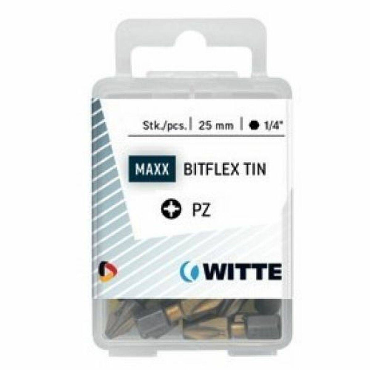 Juego de puntas WITTE PZ 2 BITFLEX TIN Pozidriv PZ2 15 Unidades 15 Piezas