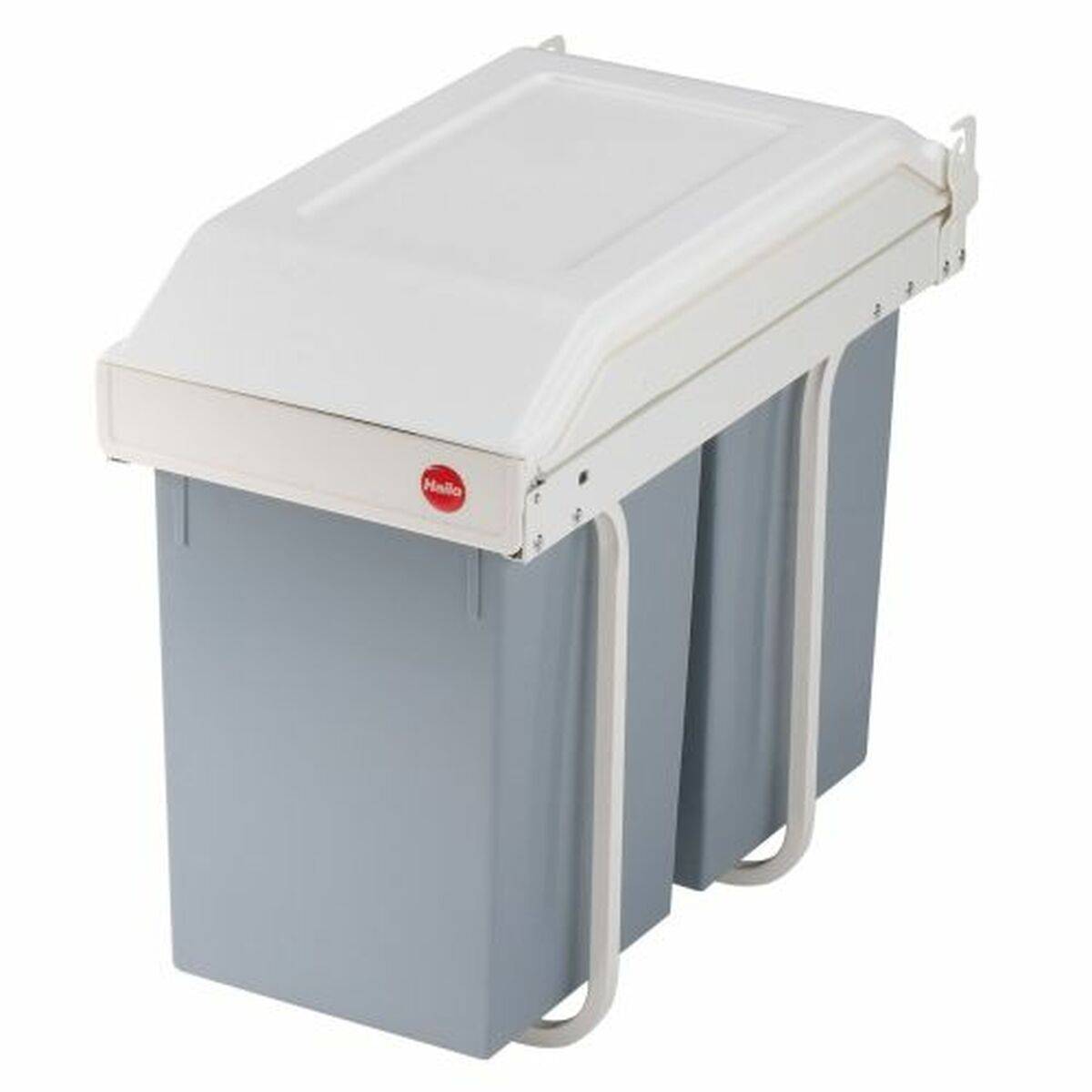 Cubo de basura Hailo Multi-Box duo L Blanco Gris Crema Acero Plástico 2 cajones 14 L Integrable (2 Unidades)