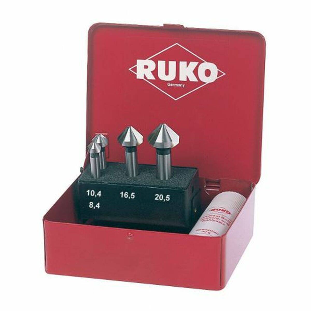 Juego de avellanadores RUKO DIN 335 Acero de alta velocidad (HSS) 4 Piezas