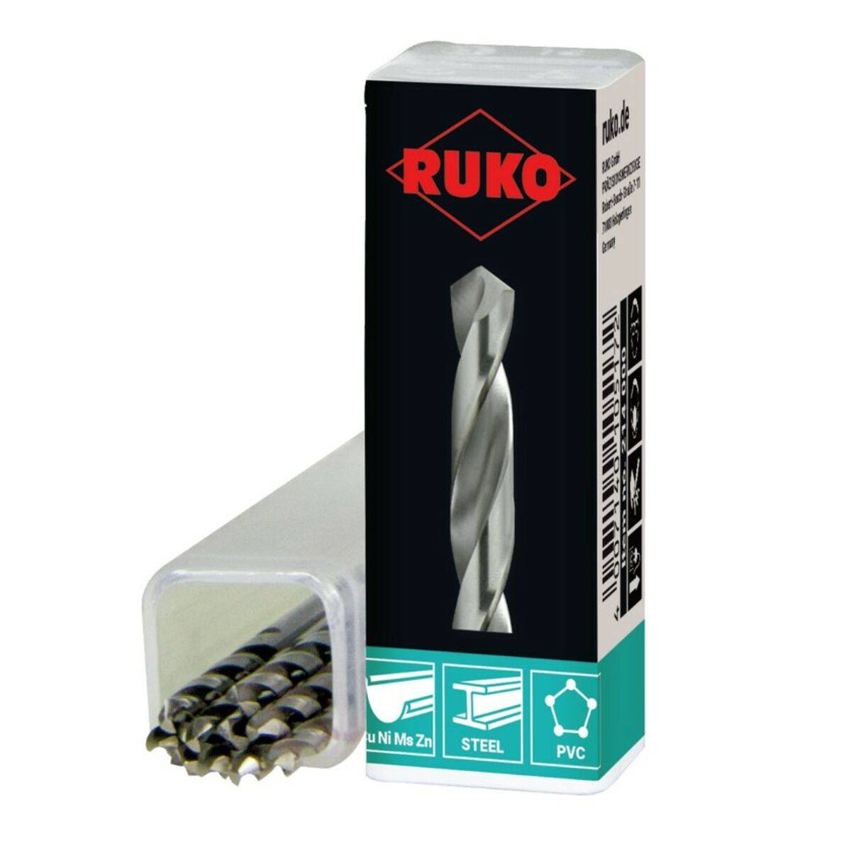 Broca para metal RUKO DIN 338 Ø 10,25 mm Helicoidal 10 Unidades