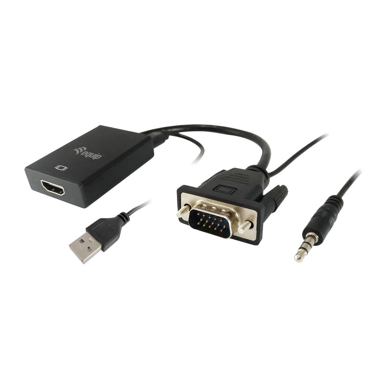 Adaptador VGA a HDMI con Audio Equip 119038 Negro 20 cm