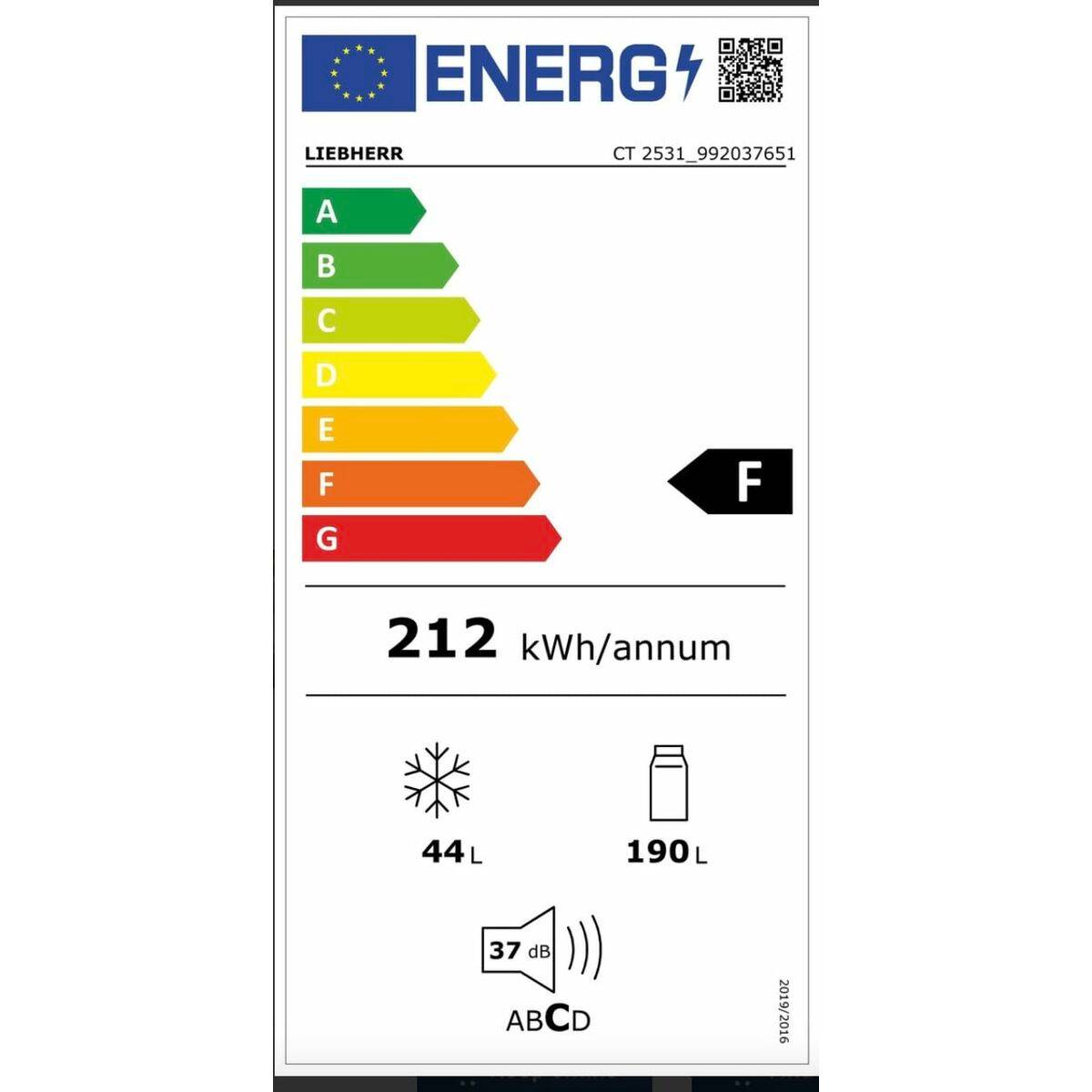 Frigorífico combinado Liebherr CTE2531 141 Blanco 190 L