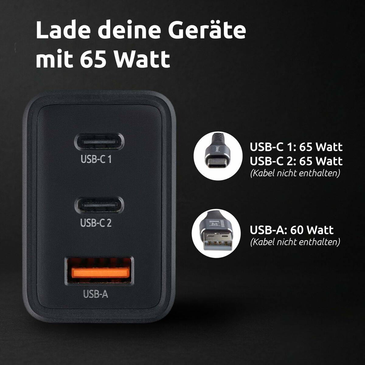 Cargador de Pared INTENSO W65ACC Negro 65 W