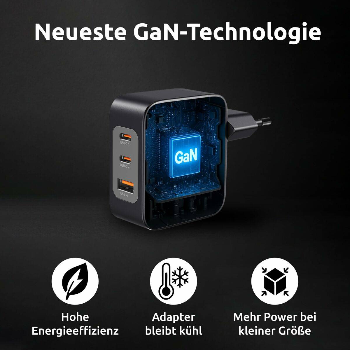 Cargador de Pared INTENSO GaN W100ACC Negro 100 W