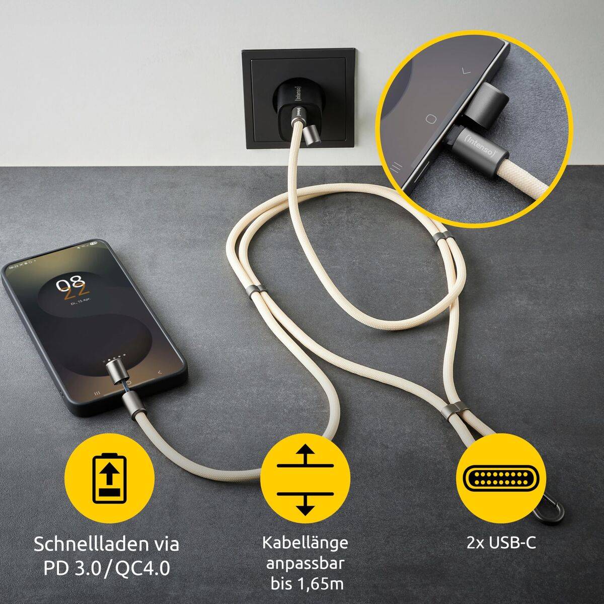 Cable USB-C a USB-C INTENSO 7991001 Beige