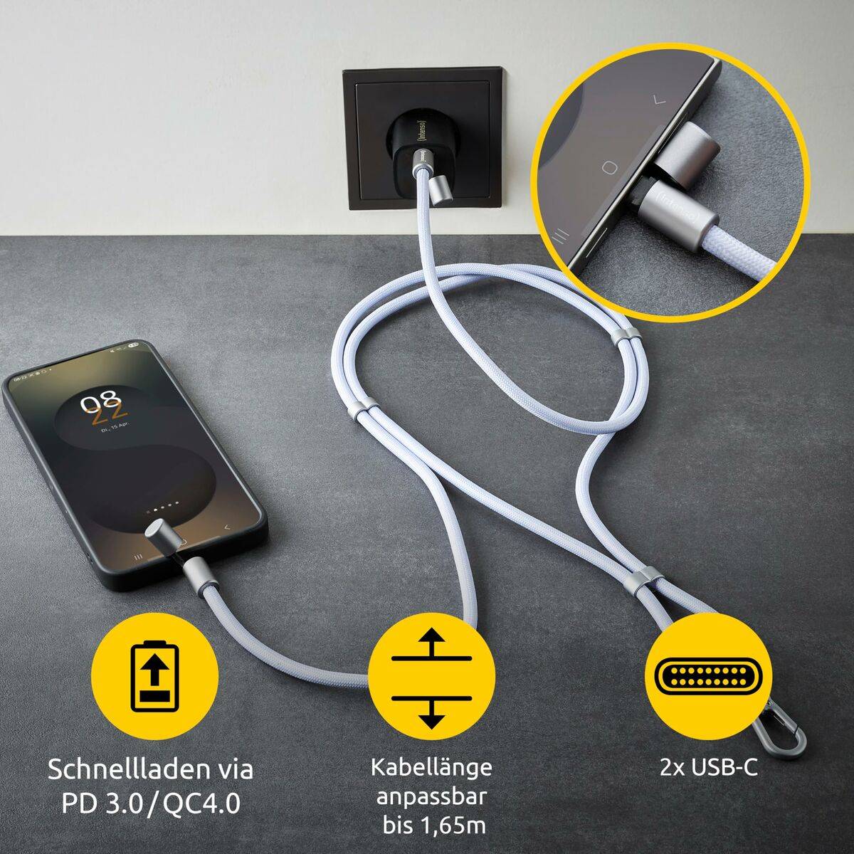 Cable USB-C a USB-C INTENSO 7991003 Morado