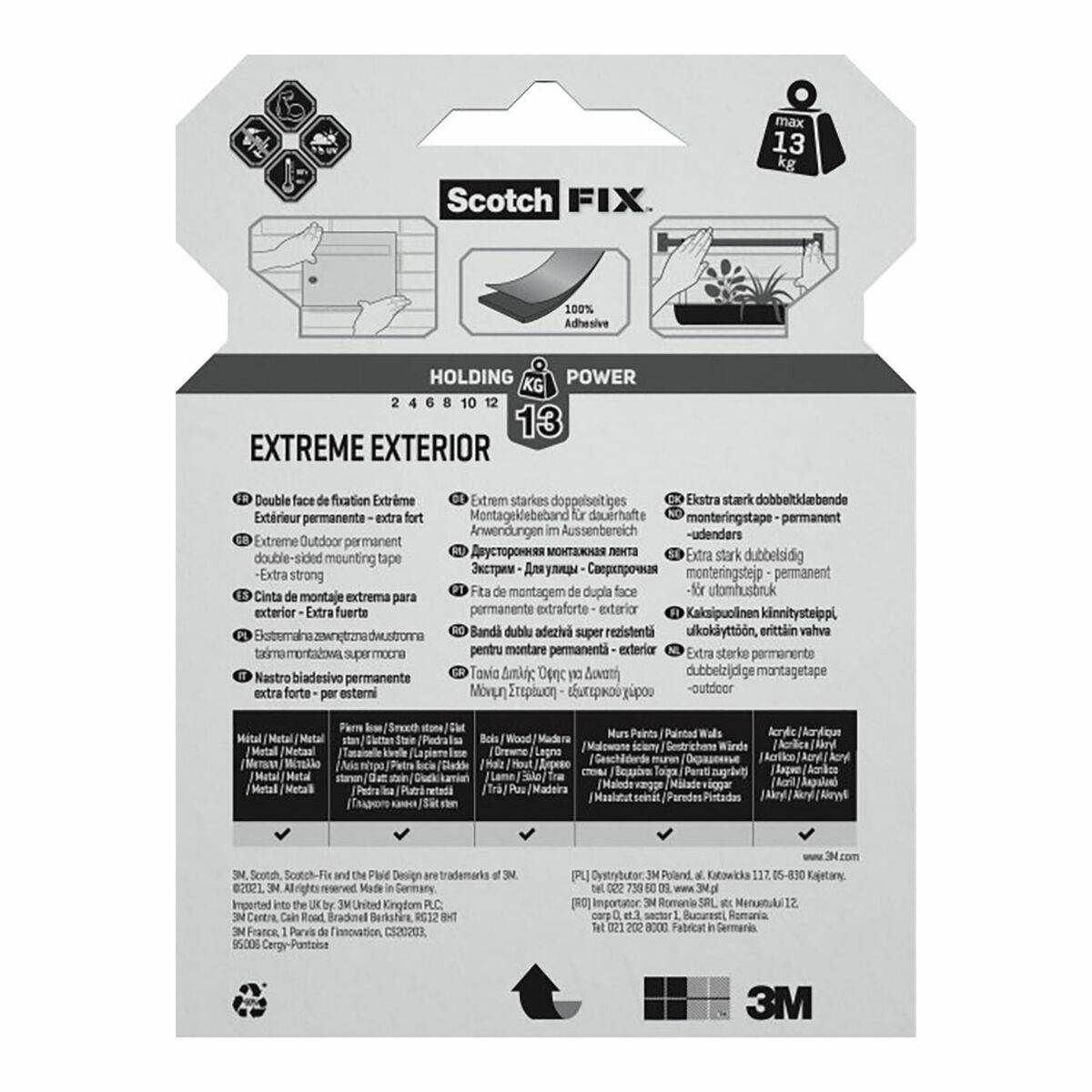 Cinta de Doble Cara Scotch extreme 19 mm x 5 m Gris